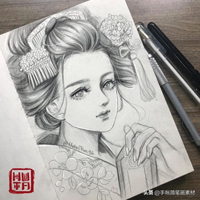 美女插画手绘作品分享