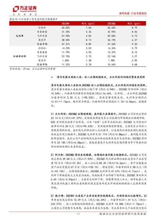 家用电器行业2023中报总结：整体需求逐步回暖，盈利能力稳步提升