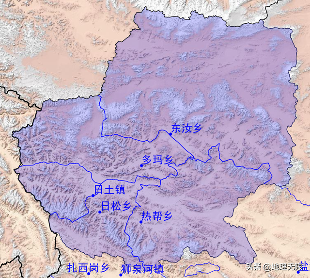 西藏阿里地区地图，看离边境最近的乡镇（中印边境中段）