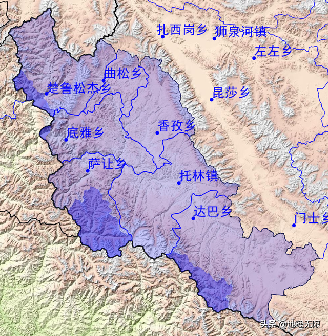 西藏阿里地区地图，看离边境最近的乡镇（中印边境中段）