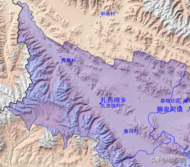 西藏阿里地区地图，看离边境最近的乡镇（中印边境中段）