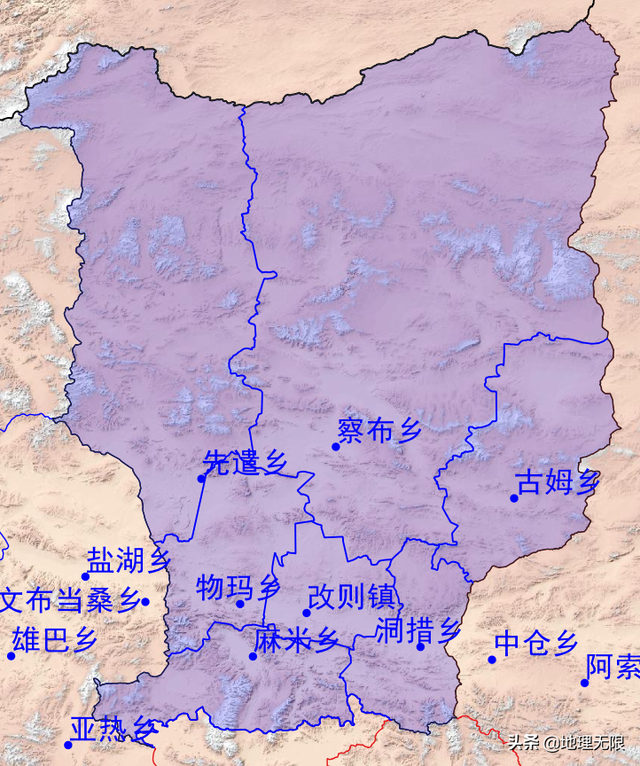 西藏阿里地区地图，看离边境最近的乡镇（中印边境中段）