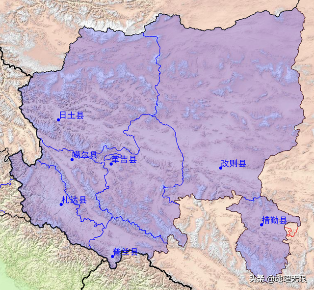 西藏阿里地区地图，看离边境最近的乡镇（中印边境中段）