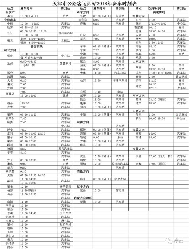 「津云帮问」天津将形成东南西北四面长途客运网 各站时刻表都在这