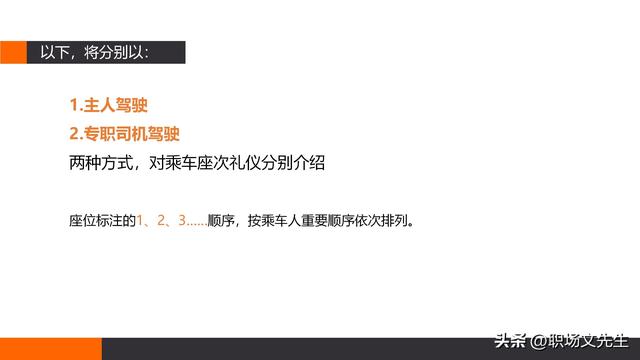 乘车礼仪培训，多排轿车的乘车礼仪，使用小轿车一般座次排序