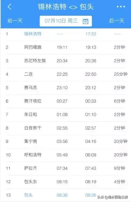 锡林浩特站、二连站多趟列车时刻、车次有变化