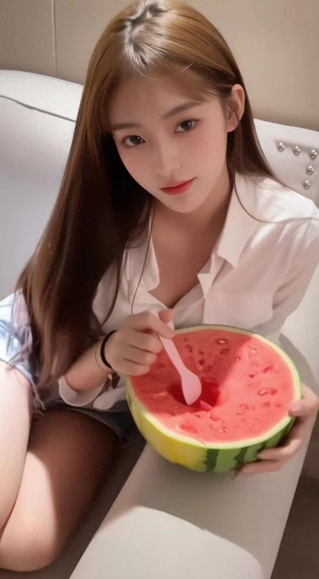 喜欢吃水果的美女