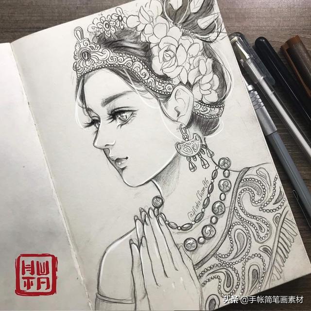 美女插画手绘作品分享