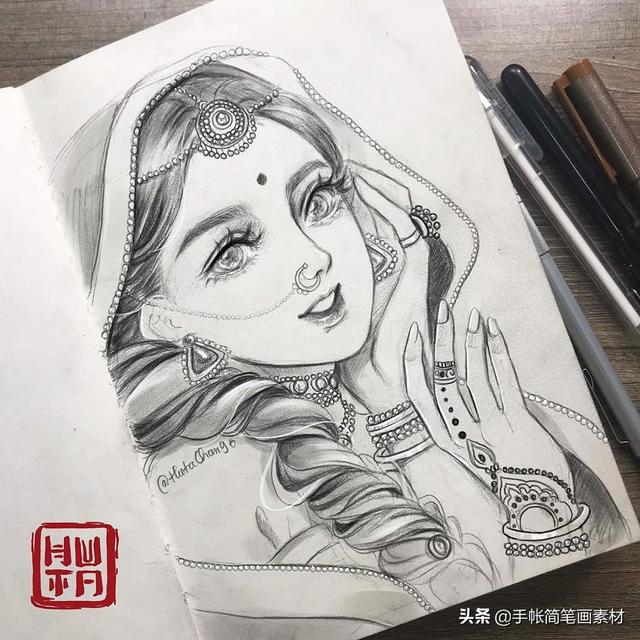 美女插画手绘作品分享