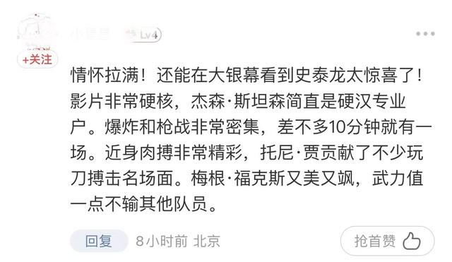 史泰龙拍完了《敢死队》整个系列，我也该去影院完成这个完美结局